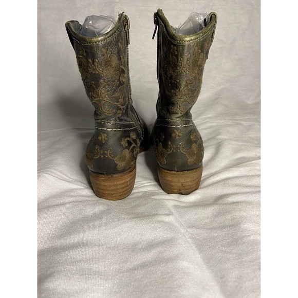 TAOS Women’s Brown Leather Embroidered privilege EU 38 Western Boots - Picture 4 of 10